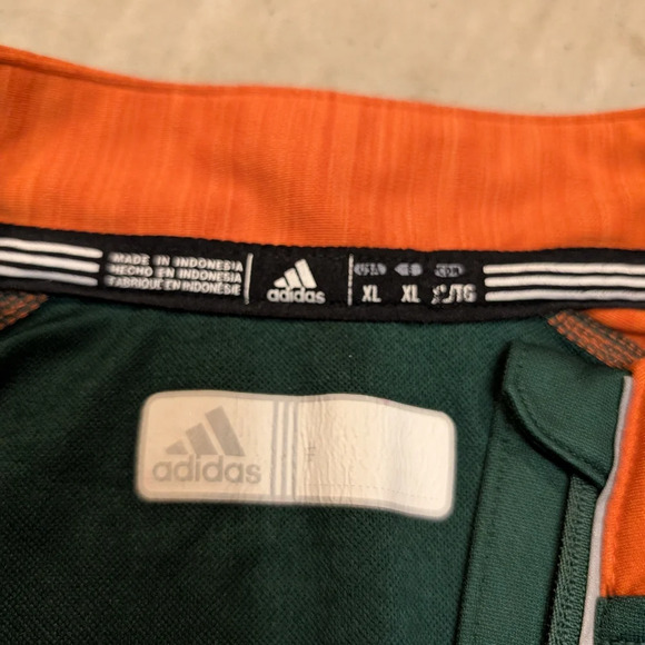 Adidas University Of Miami Men's XL 1/4 Zip Flaws Green Orange - Picture 4 of 10
